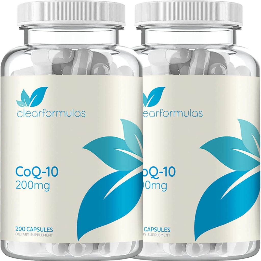 Clear Formulas Quick Absorption CoQ10 200mg - Coenzyme Q10 Potent Antioxidant for Heart Energy and Aging Support - High Stability CoQ10 Ubiquinone Capsules - Made in a cGMP US Lab - 200 Capsules
