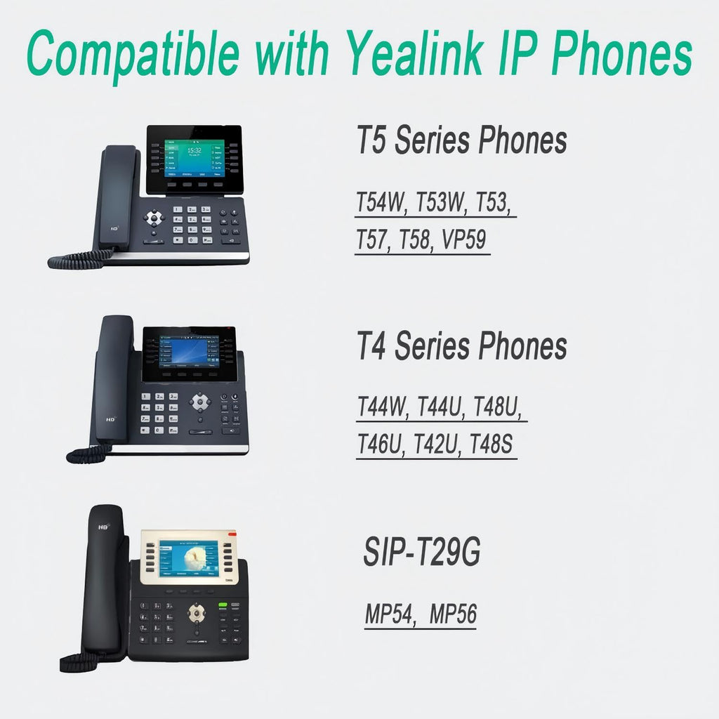 Power Adapter Supply for Yealink Voip Phone T54w T54S T52S T56A T57W T58A T58V T46U T46S T46G T48U T48G T48S T29G MP56 MP58, 5V 2A Replacement for PS5V2000US