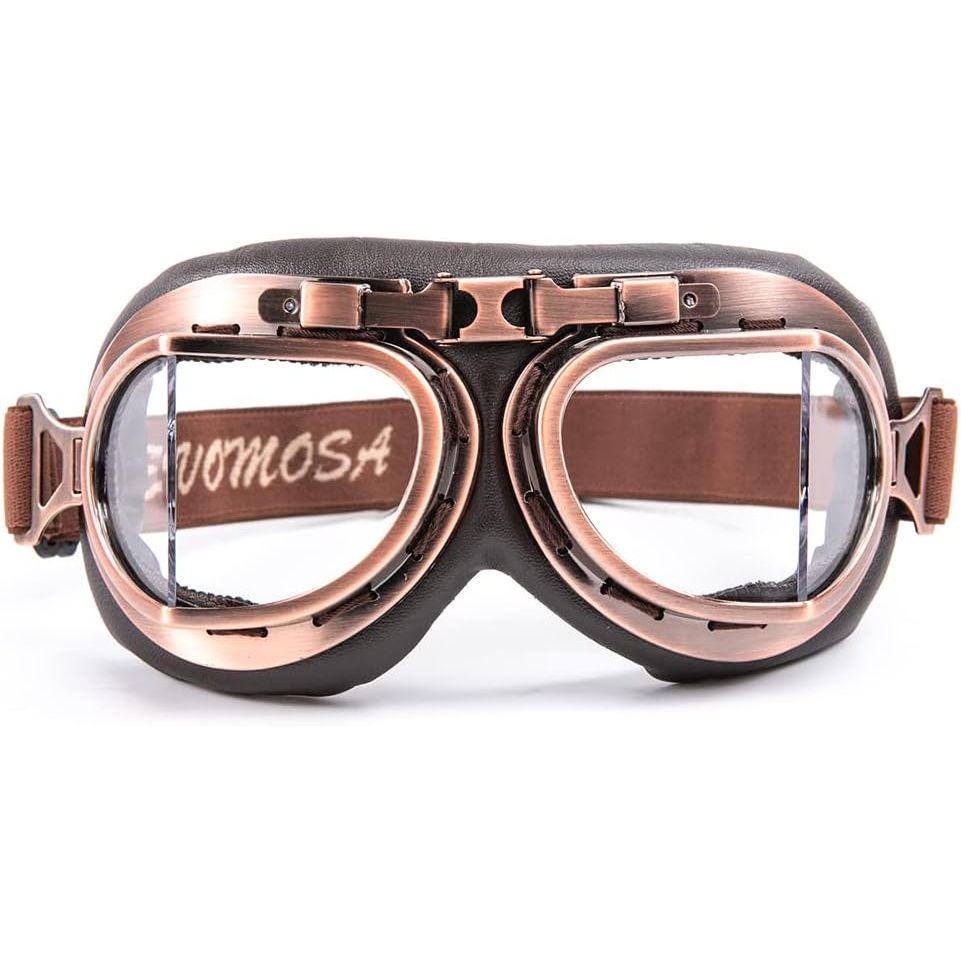Buy now evomosa Motorcycle Goggles Vintage Pilot Style Cruiser Scooter Goggle Outdoor Sand Goggles Bike Racer Cruiser Touring Eyewear for Half Helmet Copper Clear at indiglob india