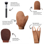 5-Piece Self Tanning Mitt Kit with Self Tanner Back Applicator, Self Tanning Brush, Exfoliating Mitt & Accessories for Flawless Tan