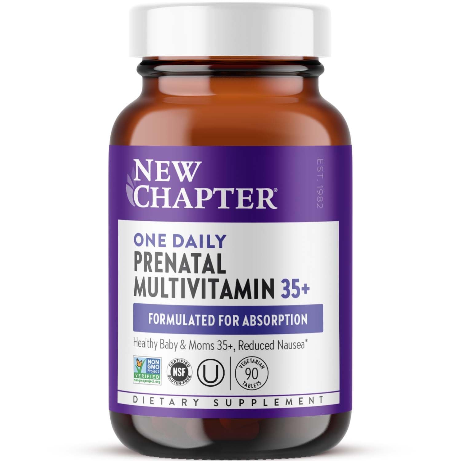 New Chapter One Daily Prenatal Multivitamin 35+, 30 Count | Enhanced Formula with Methylfolate and Choline for Healthy Mom and Baby, Gluten Free and Non-GMO, Made for Ages 35+