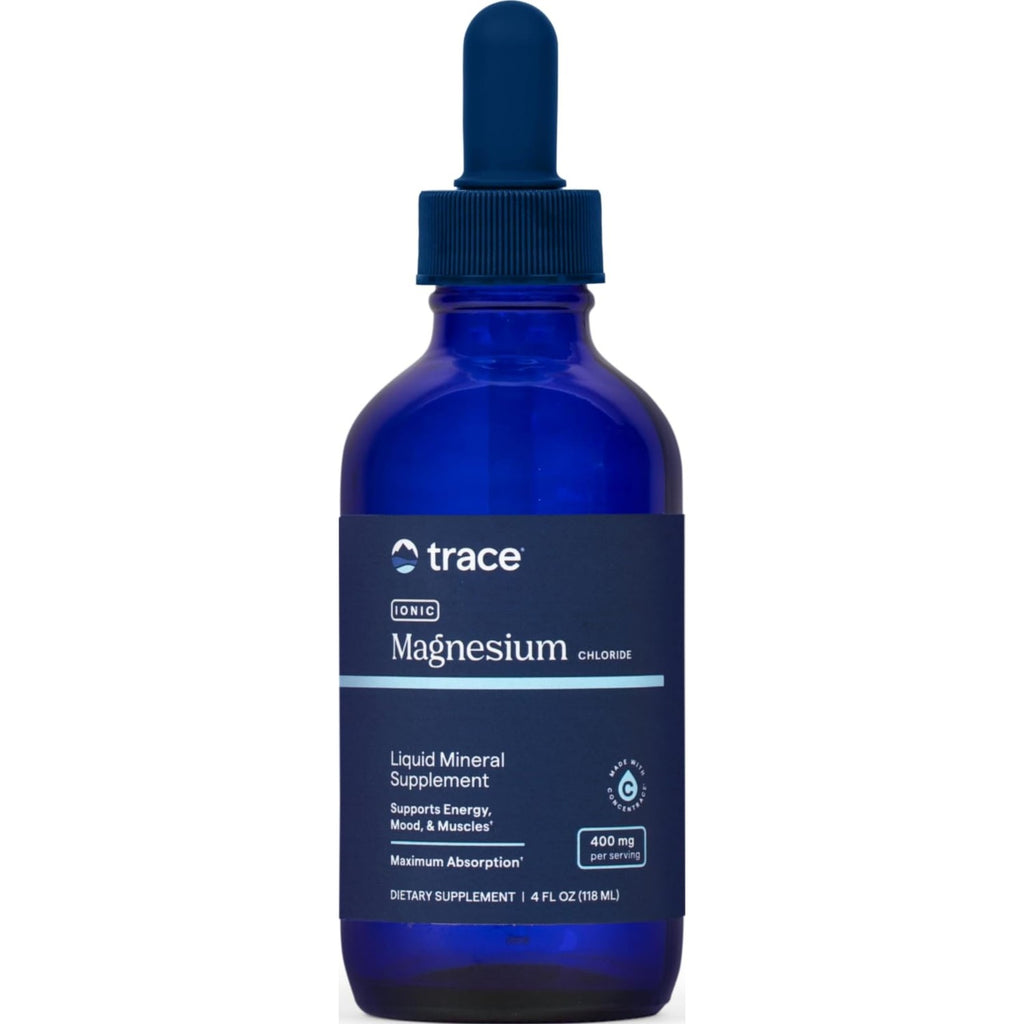 Trace Minerals Liquid Ionic Magnesium, 400 mg, 4 fl oz | Ionic magnesium chloride with high bioavailability. Supports 300 biochemical reactions and calm muscles. 30 servings.