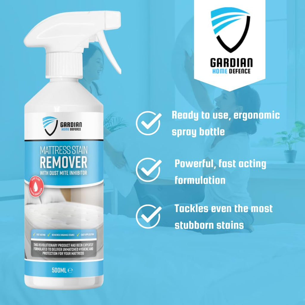 Gardian Mattress Cleaner and Stain Remover Spray for Urine, Sweat and Blood Stains for mattresses, bedding, clothing and upholstered furniture Extra Strong 16.9 Fl Oz (500ml)