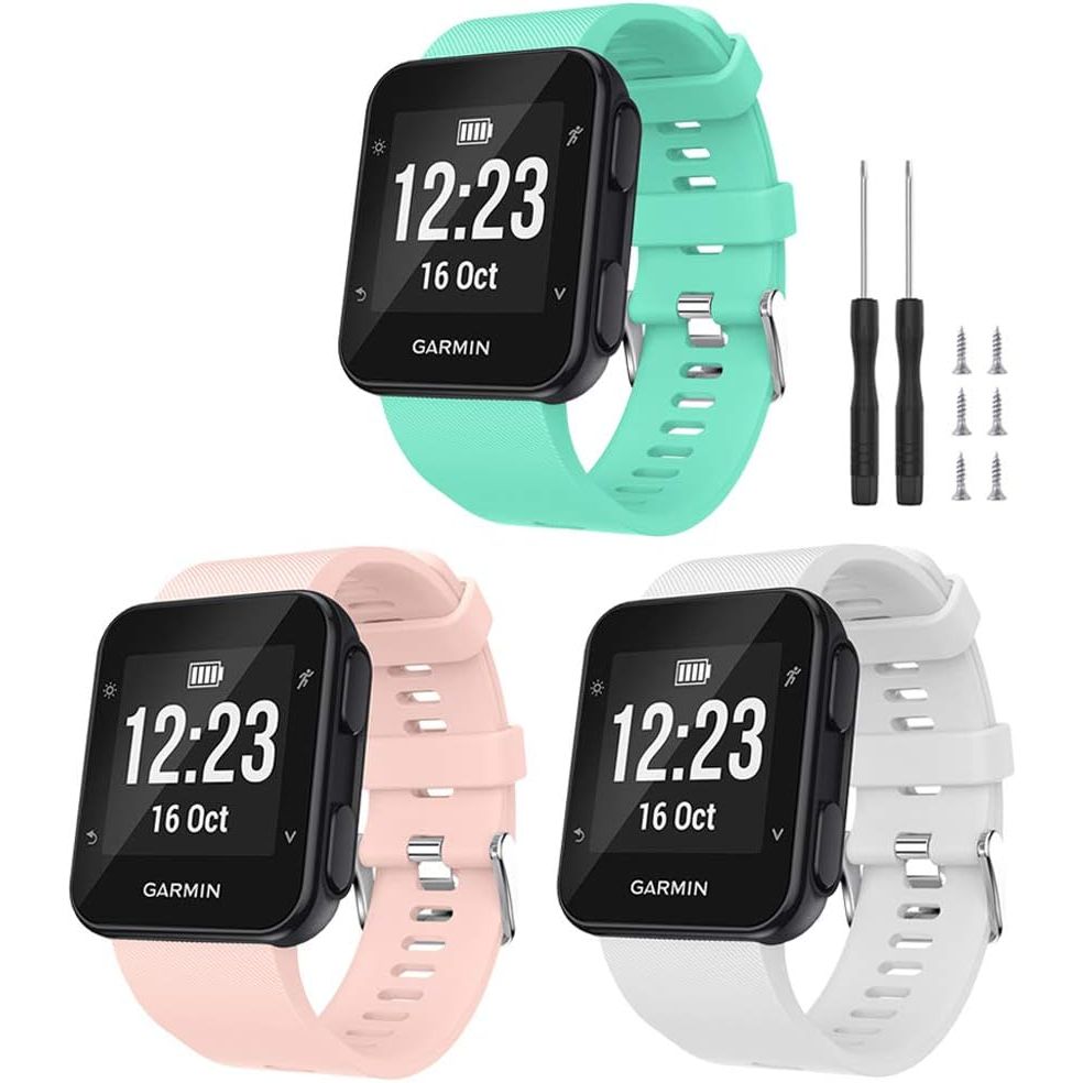 Buy now Watbro Band Compatible with Garmin Forerunner 35, Soft Silicone Watch Band Replacement Strap, for Garmin Forerunner 35 Smart Watch, Fit 5.11-9.05 Inch (130mm-230mm) Wrist Milk+Pink+Teal at indiglob india