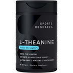Sports Research® L-Theanine 200mg with Suntheanine®, 60 Softgels | Double Strength Relaxation, Focus & Mood Support - Made w/ Organic Coconut Oil | Non-GMO, Gluten-Free, 60 Servings
