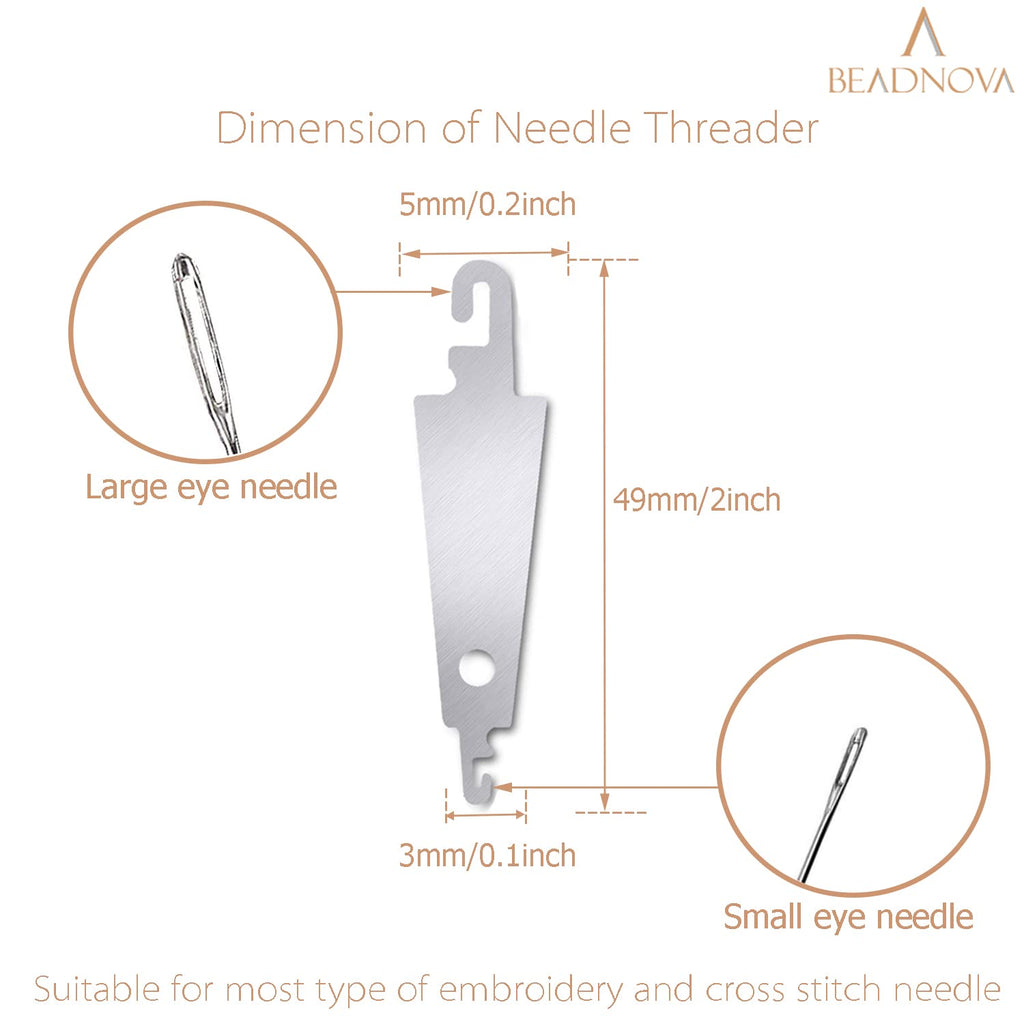 BEADNOVA Needle Threaders 20pcs Stainless Steel Sewing Needle Threader for Hand Sewing Large Eye Cross Stitch Embroidery Craft Knitting Quilting
