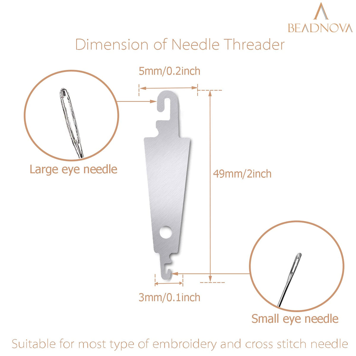 BEADNOVA Needle Threaders 20pcs Stainless Steel Sewing Needle Threader for Hand Sewing Large Eye Cross Stitch Embroidery Craft Knitting Quilting