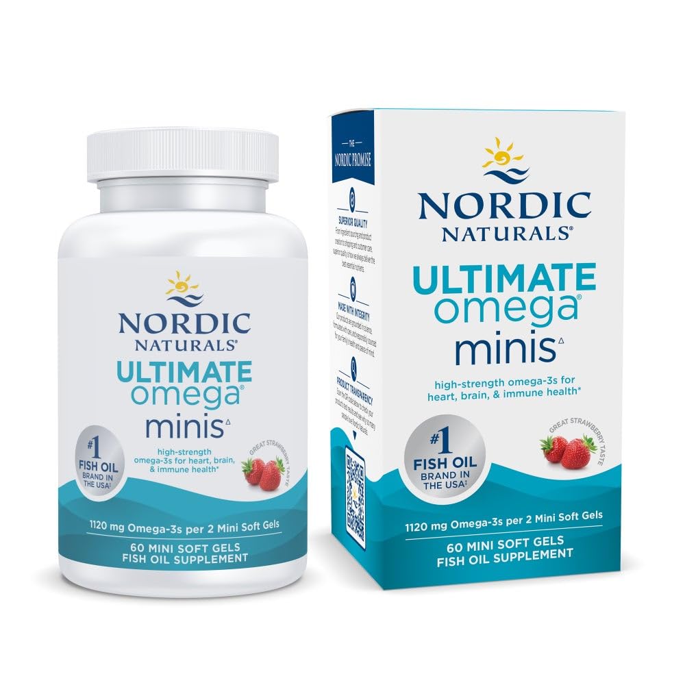 Nordic Naturals Ultimate Omega Minis, 1120mg High Potency Fish Oil - 60Count