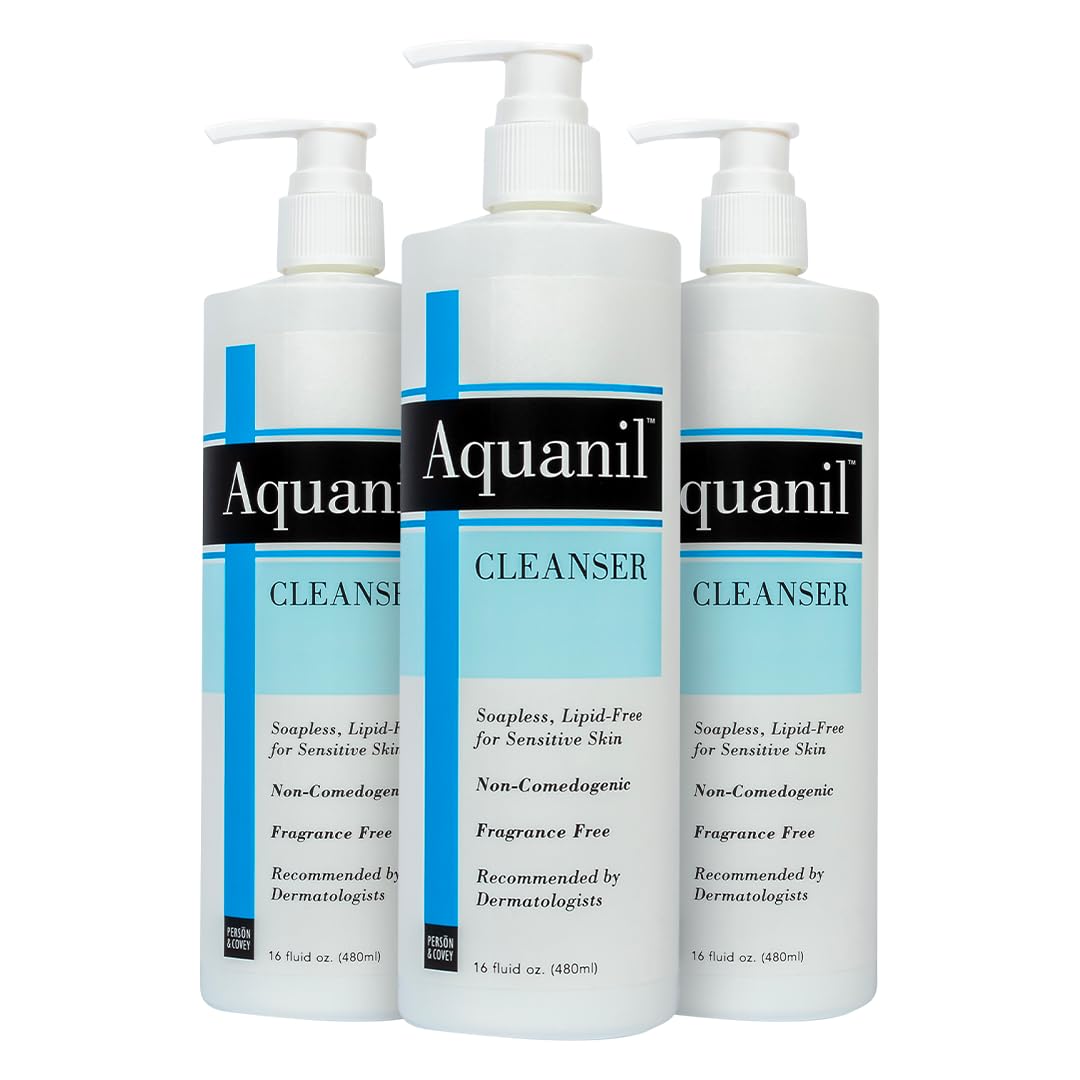 Buy now Person & Covey Aquanil Cleanser - Lipid-Free Sensitive Skin Cleanser, Non-Comedogenic Gentle Cleanser - Soap Free Cleanser with 7 Ingredients, Fragrance-Free Skin Care Cleanser - 3 Pack, 16 Fl. Oz. at indiglob india