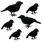 NEROSUN 6 Pack Halloween Black Feathered Crows, 5.7" & 8.7" Realistic Feathered Black Birds Raven, Halloween Decoration for Indoor Outdoor Home Yard Garden Party Decor