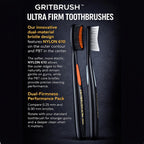GRITBRUSH Firm Toothbrushes for Adults Hard & Extra Hard Bristles, Dual Stiffness Manual Toothbrush Set, Deep Cleaning, 4 Pack