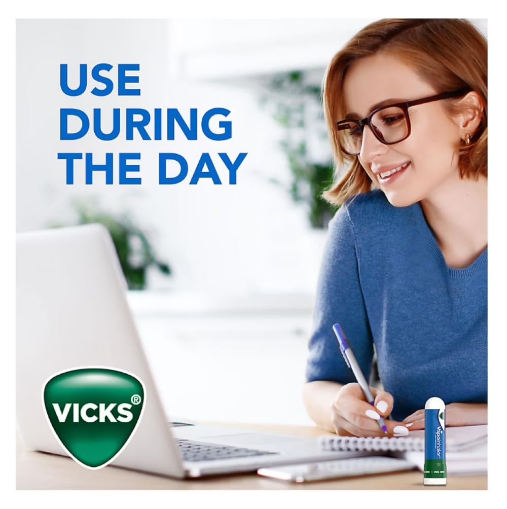 Buy now Vicks VapoInhaler, On-the-Go Portable Nasal Inhaler, Non-Medicated, With Refreshing Vicks Vapors, Menthol Scent , 4 Scented Sticks at indiglob india