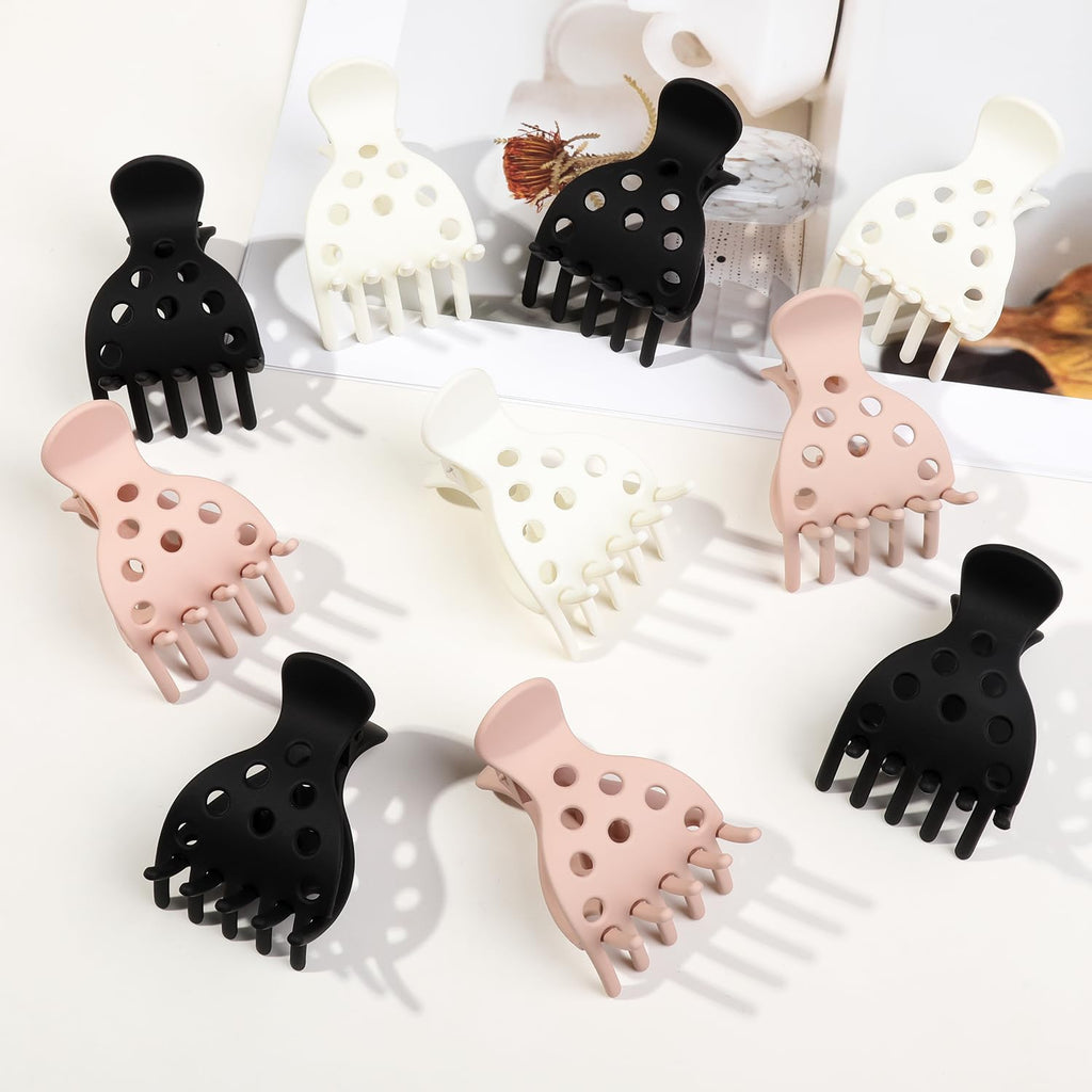 Premium imported set of 10 Root Clips for Curly Hair in black, white, and pink. Ideal for adding volume and securing curls.