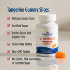 Nordic Naturals Vitamin C Gummies, 250mg Vegan, Tart Tangerine - 60 Count | Supports immune health, antioxidant protection, child growth & development. Tart tangerine flavor gummies for kids & adults