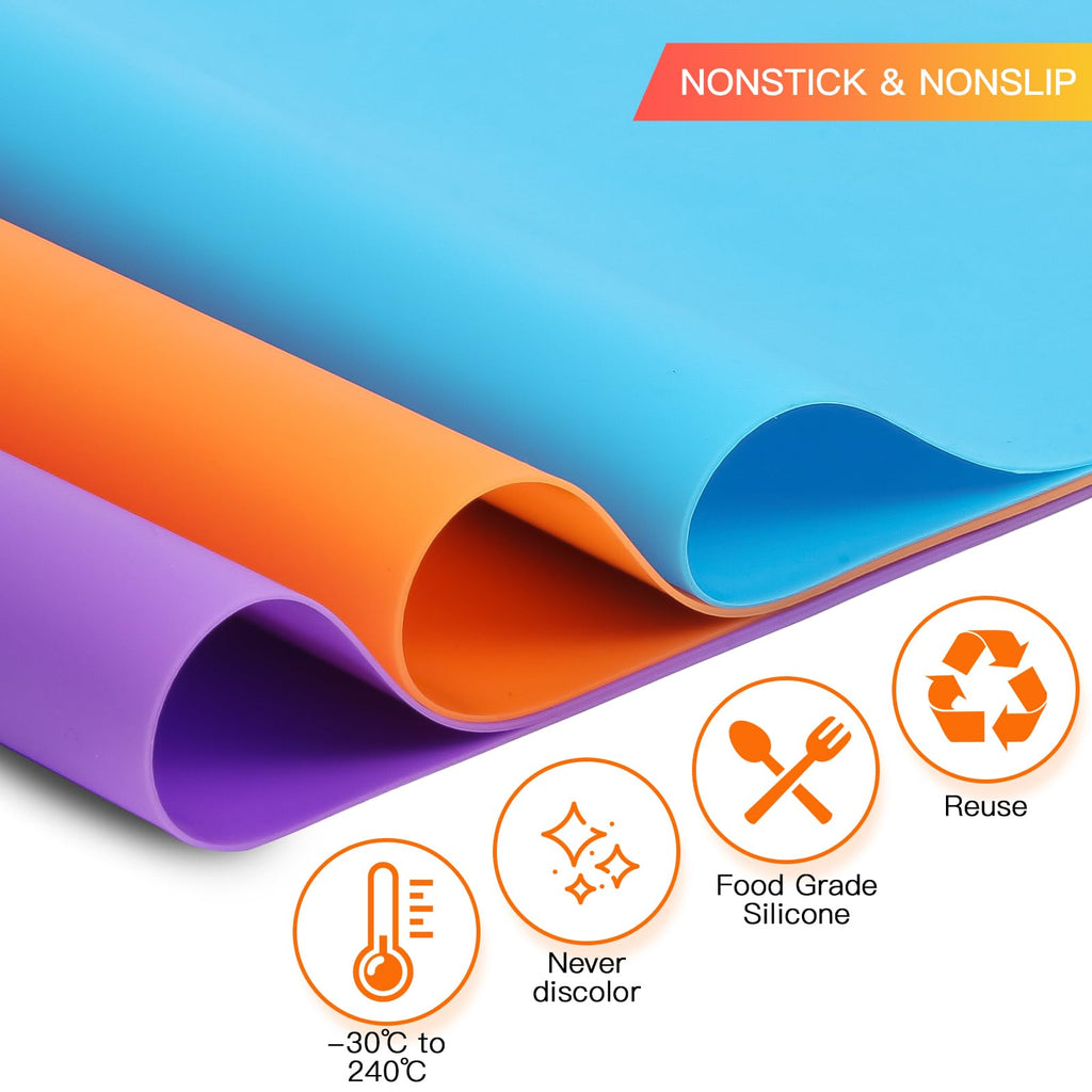 3 Pack Silicone Mats for Crafts, Premium Playdough Mat,A3 Size Silicone Sheet, Liquid, Resin Jewelry Casting Molds Mat,15.7 "x11.8" Nonstick & Nonslip Heat-Resistant Table Protector by AOULELA