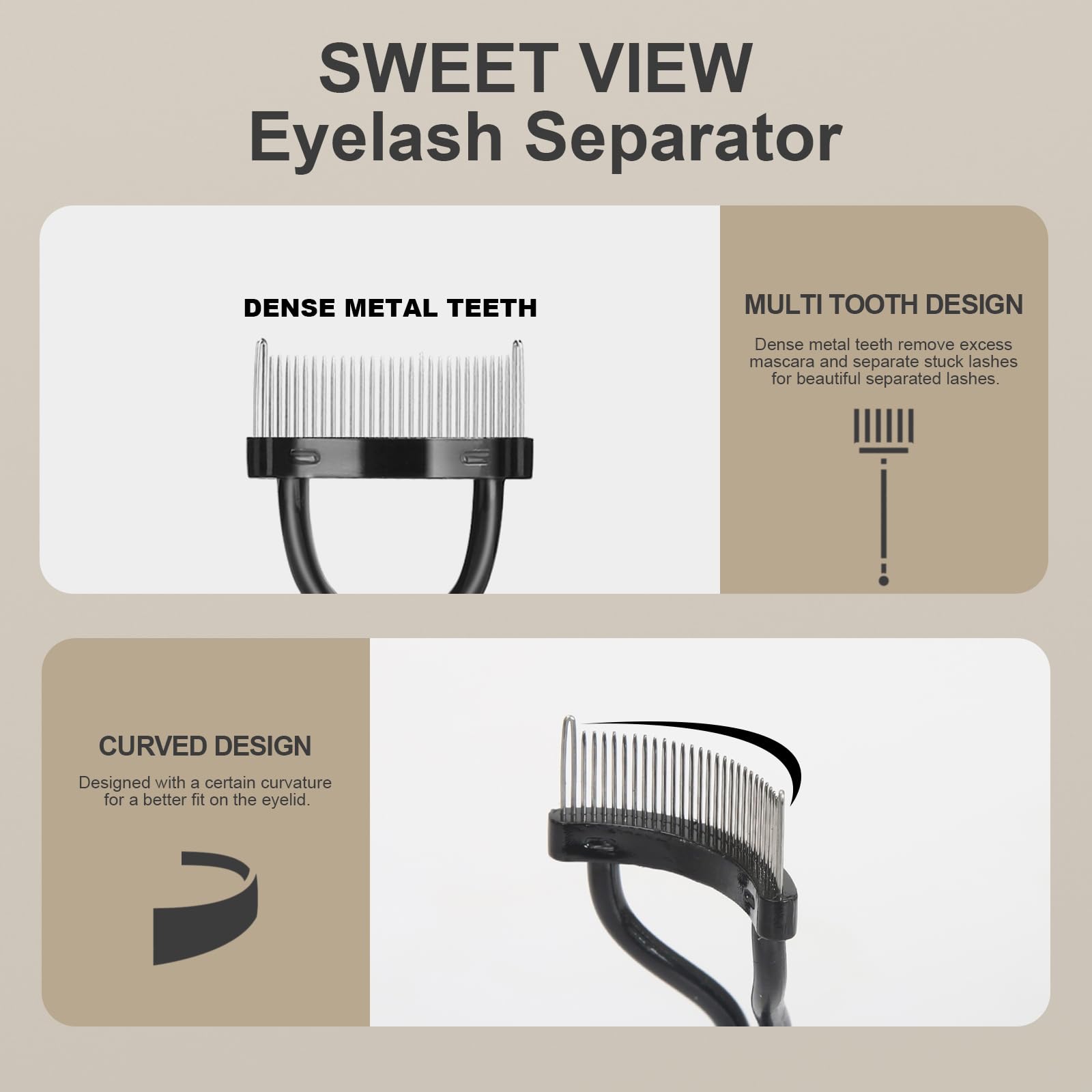 Eyelash Comb Lash Separator Tool Brow Brush | Lash Spoolie Professional Eye Makeup Tools