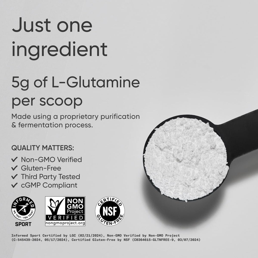 Sports Research® L-Glutamine Powder 5g, Unflavored (10.58oz) | Fermented L-Glutamine | Workout Recovery & Gut Health Support | Informed Sport, Vegan, Gluten-Free - 60 Servings