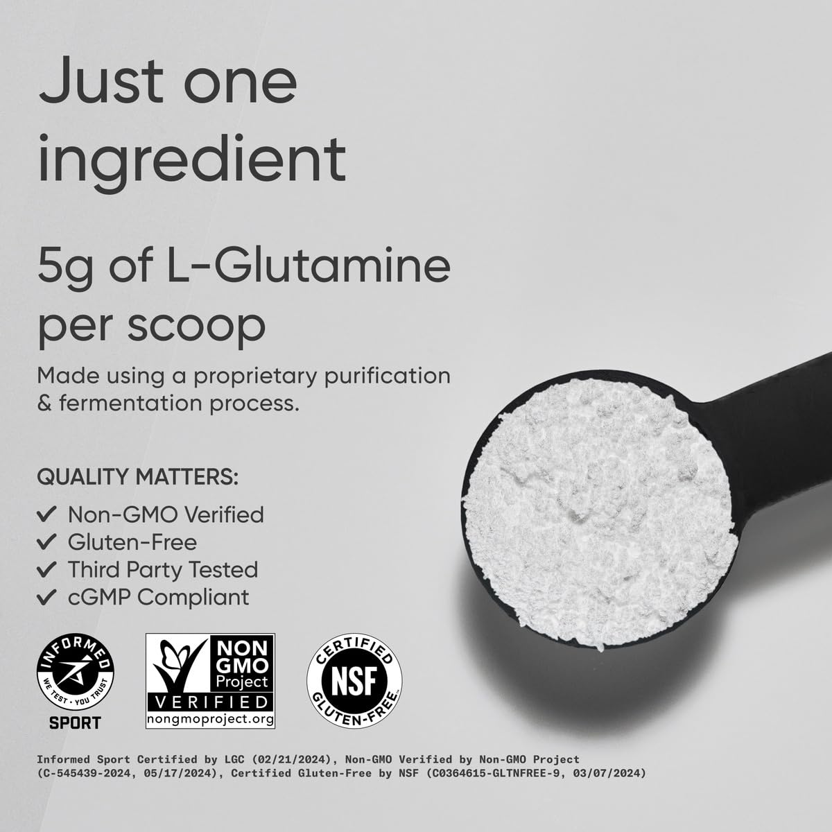 Sports Research® L-Glutamine Powder 5g, Unflavored (10.58oz) | Fermented L-Glutamine | Workout Recovery & Gut Health Support | Informed Sport, Vegan, Gluten-Free - 60 Servings