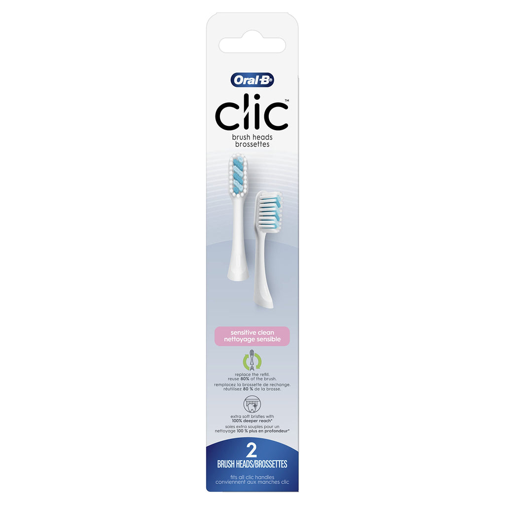 Buy now Oral-B Clic Toothbrush Sensitive Clean Replacement Brush Heads, White, 2 Count at indiglob india