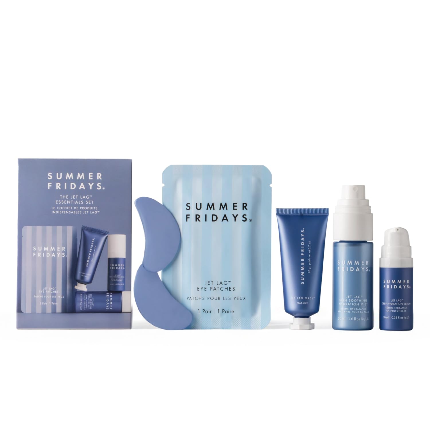 Buy now Summer Fridays Jet Lagƒ?› Essentials - Mini Hydrating Skin Care Set With Jet Lagƒ?› Mask, Eye Patches, Deep Hydration Face Serum & Hydration Mist - Travel Size Skincare Kit & Gift Set (4 Count) at indiglob india