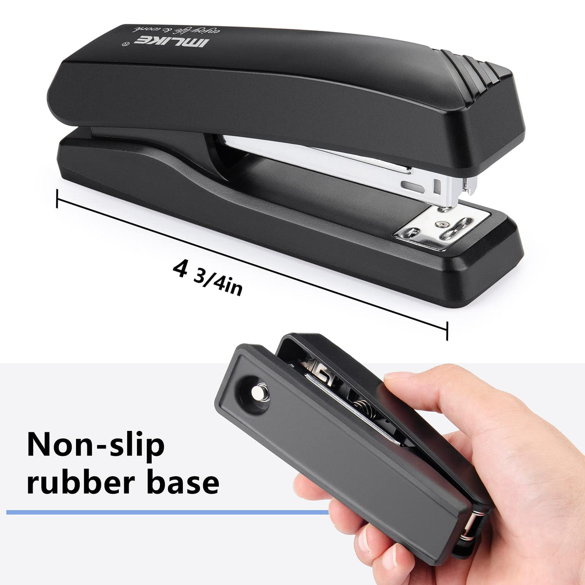 Desktop Office Stapler with 2000 Staples: IMLIKE Half Strip Desk Staplers, take 26/6 Staples 25 Sheets Capacity, Staple Remover, Non-Slip Base, Black, 2-Pack