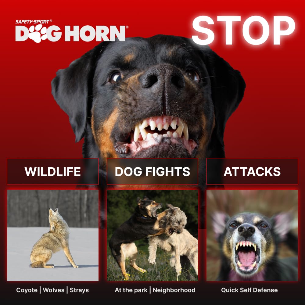 Dog Horn XL – The Original Air Horn for Dogs! Stop Attacks! Scare Coyotes Bear & Wild Animals! Effective Training Tool & Outdoor Safety Alarm for Hiking, Biking, Camping, Boating, & More!