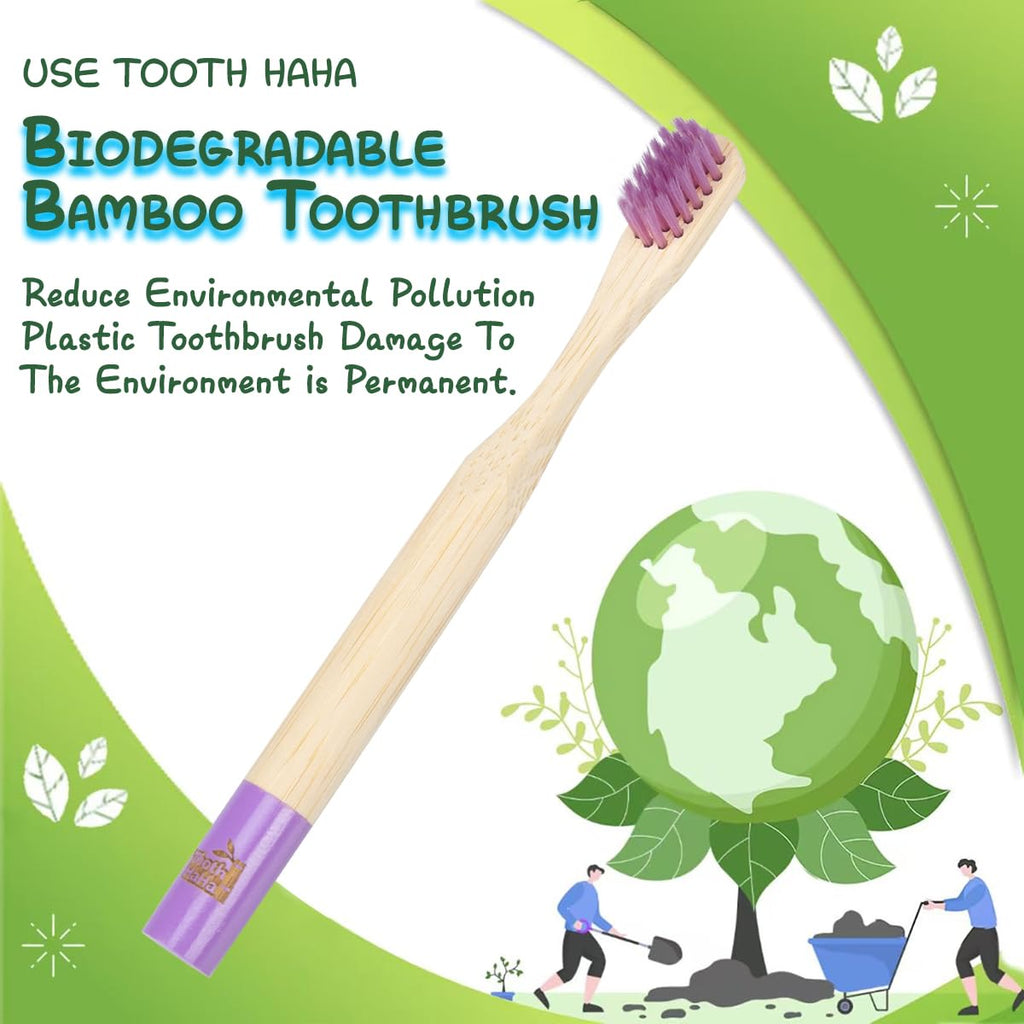 Kids Bamboo Toothbrushes, BPA-Free Soft Bristles, Eco-Friendly Natural Wooden Toddler Toothbrush, 6-Pack Travel Toothbrushes Set for Children