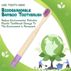 Kids Bamboo Toothbrushes, BPA-Free Soft Bristles, Eco-Friendly Natural Wooden Toddler Toothbrush, 6-Pack Travel Toothbrushes Set for Children