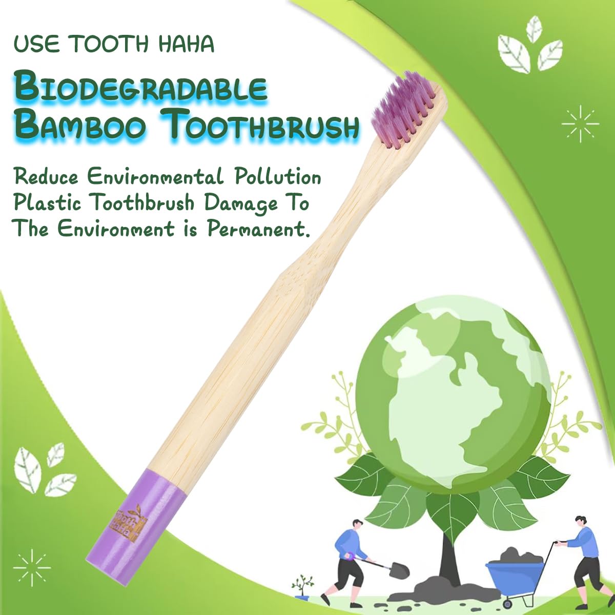 Kids Bamboo Toothbrushes, BPA-Free Soft Bristles, Eco-Friendly Natural Wooden Toddler Toothbrush, 6-Pack Travel Toothbrushes Set for Children