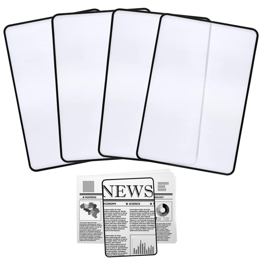 4Pcs Page Magnifying Sheet 3X Lightweight Optical Plastic Fresnel Lens Bookmark Flat Magnifier for the Elderly and People with Low Vision Reading Small Prints, Maps and Books