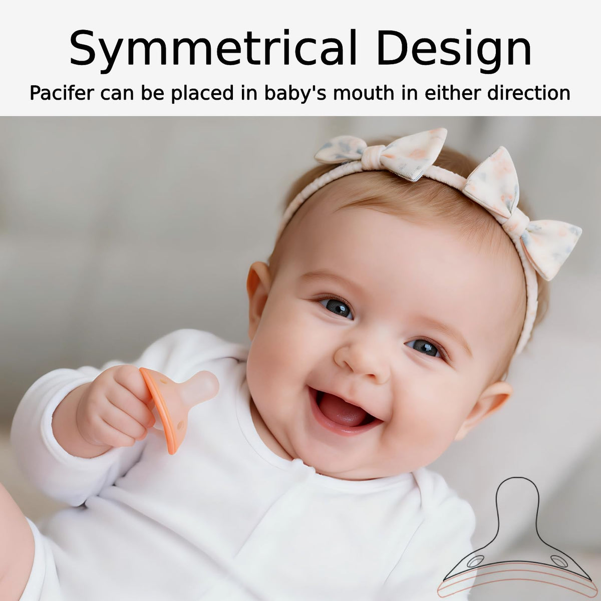 Breast-Like Baby Pacifiers for Newborns 0-6 Months 4 Pack Clip Case