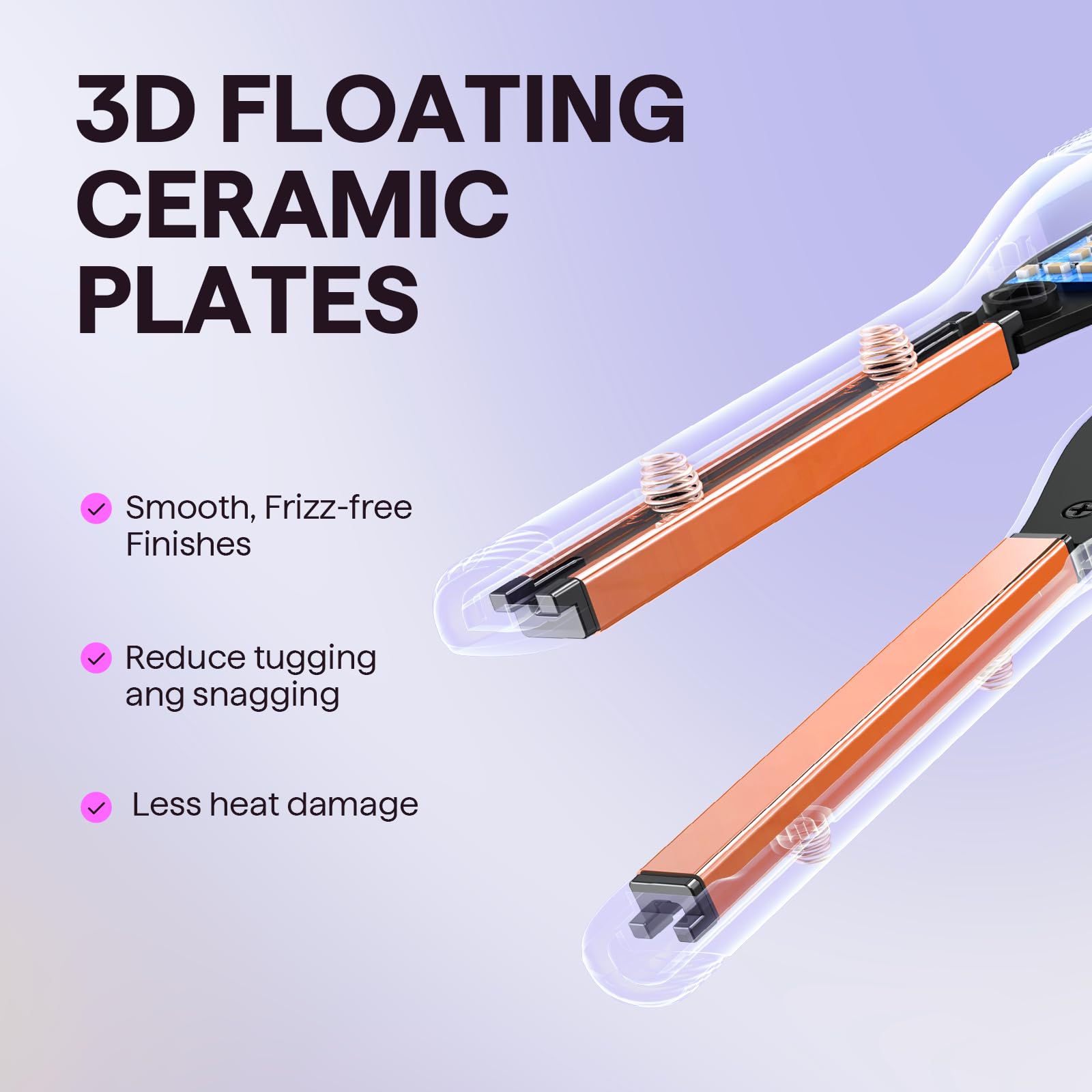 Wavytalk 0.3" Pencil Flat Iron Small Straightener for Short Hair&Pixie Cut | 5 Adjustable temperature settings, 0.3" Ceramic Tourmaline Plates Control Root Styling, Curved Design with Rounded Edges