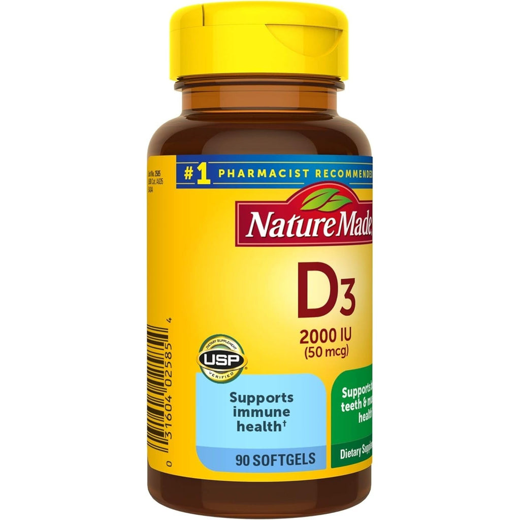 Nature Made Vitamin D3 2000 IU Liquid Softgels 90 ea (Pack of 3)