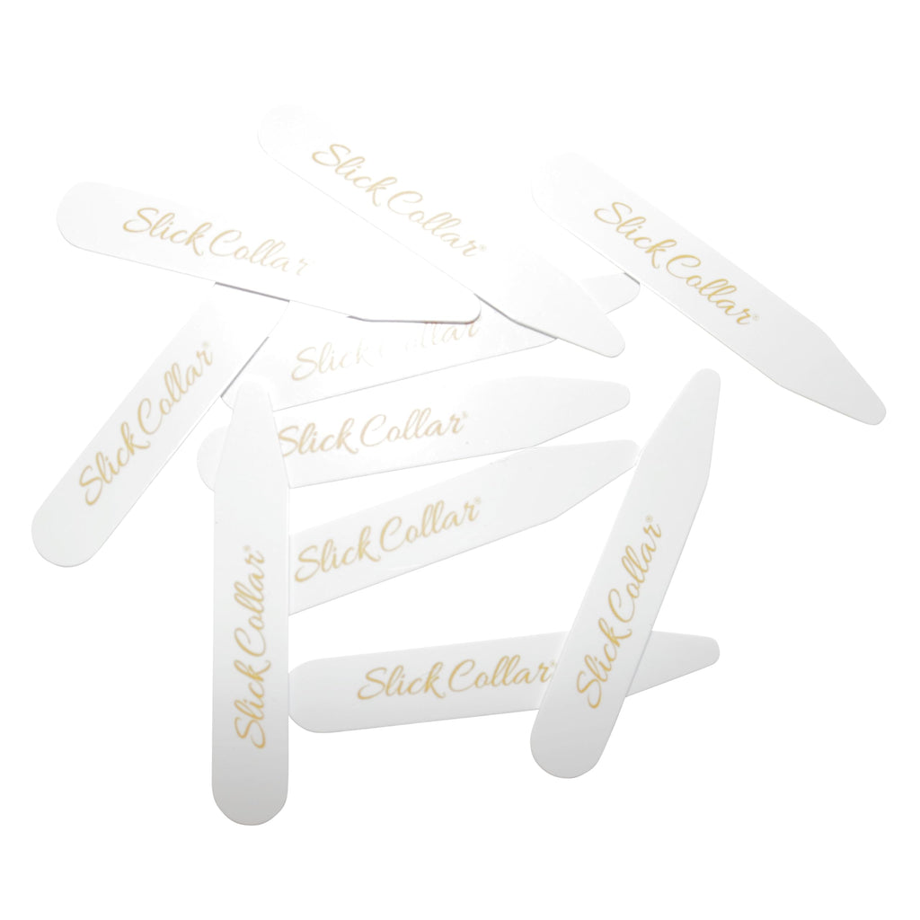 Buy now Slick Collar Shirt Collar Support System set with 3 adjustable, 10 premium Collar Stays & a Durable tin Travel EDC Box in White at indiglob india