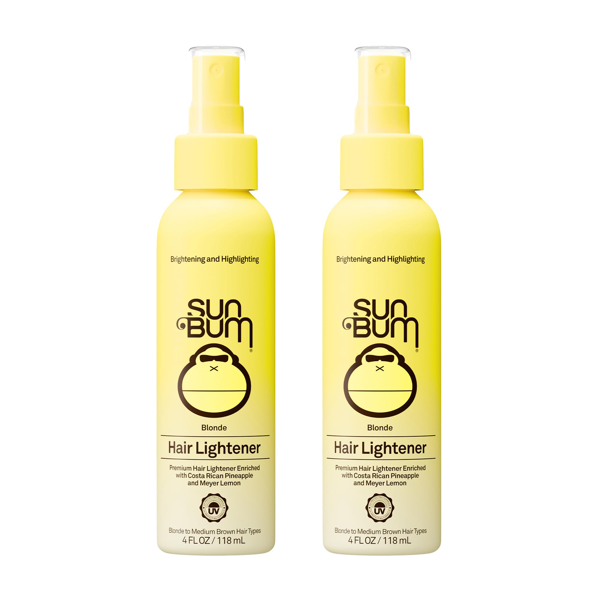 Sun Bum Hair Lightener Spray for Blonde to Medium Brown Tone - 4 oz | UV Protecting, Enriched with Pineapple and Meyer Lemon, Vegan