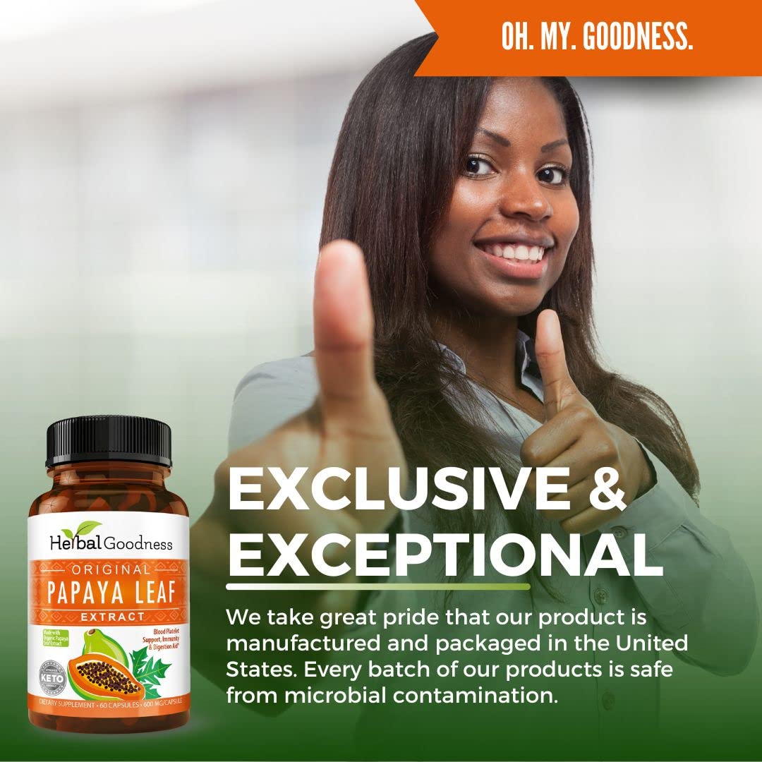 Herbal Goodness Papaya Leaf Extract Digestive Enzymes Capsule for Platelet