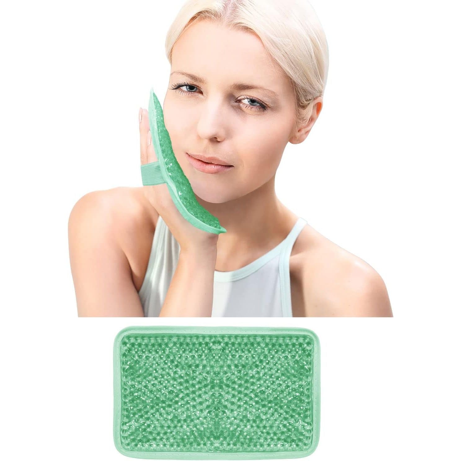Buy now Gel Beads Ice Pack Ice Bag with Strap-1 Pack Reusable Hot & Cold Pack Compress for Knee, Shoulder, Foot, Back, Ankle, Neck, Hip, Elbow, Wisdom Tooth-7.76''x4.93''(Blue) Green at indiglob india