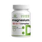 Magnesium Complex 500mg, 480 Veggie Capsules – Pack of 2 | 10-in-1 Glycinate, Citrate, Malate, Oxide, & More – 100% Chelated for Easy Absorption – Essential Mineral Supplement – Non-GMO