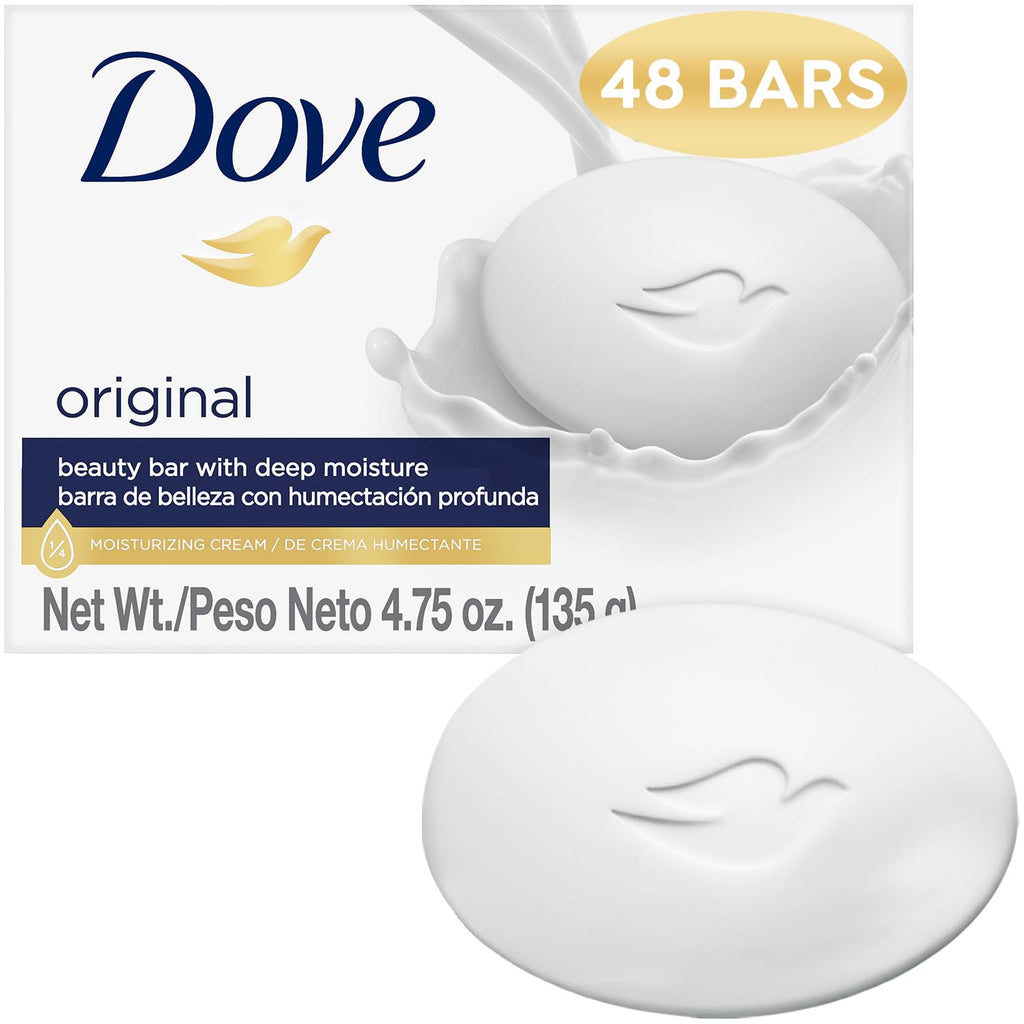 Dove Original Beauty Bar Soap pack of 3, featuring moisturizing cream for soft skin. Trusted product, verified by CuratCart.