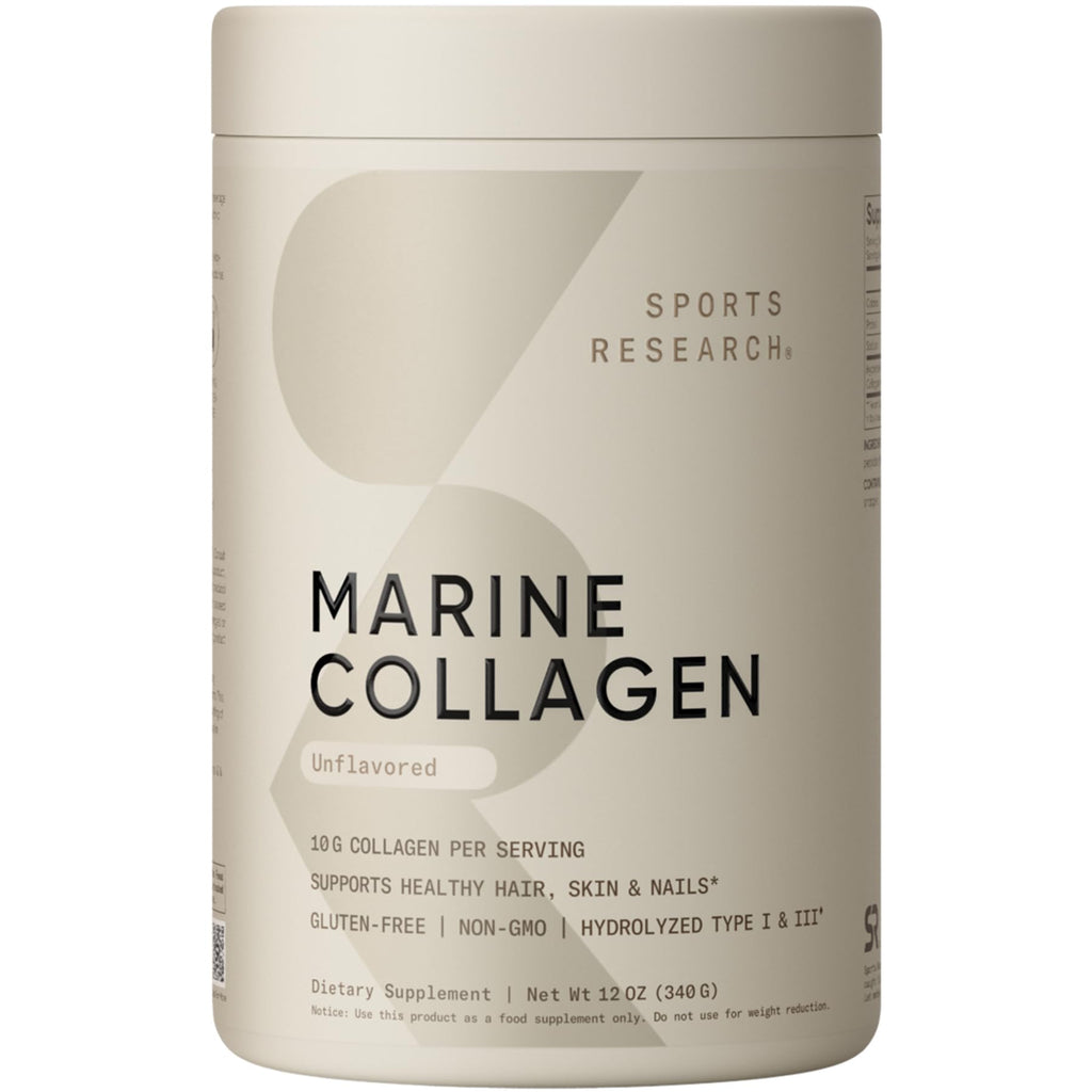Sports Research® Marine Collagen Peptides Dark Chocolate (15oz) | 10g Wild Caught Marine Collagen per Serving | Protein Powder w/ Vital Amino Acids for Hair, Skin, & Joint Support