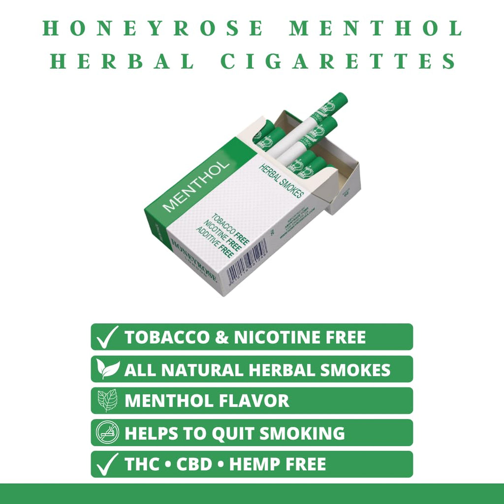 Honeyrose Menthol - Tobacco & Nicotine Free Herbal Cigarettes, 100% Natural, Made in England