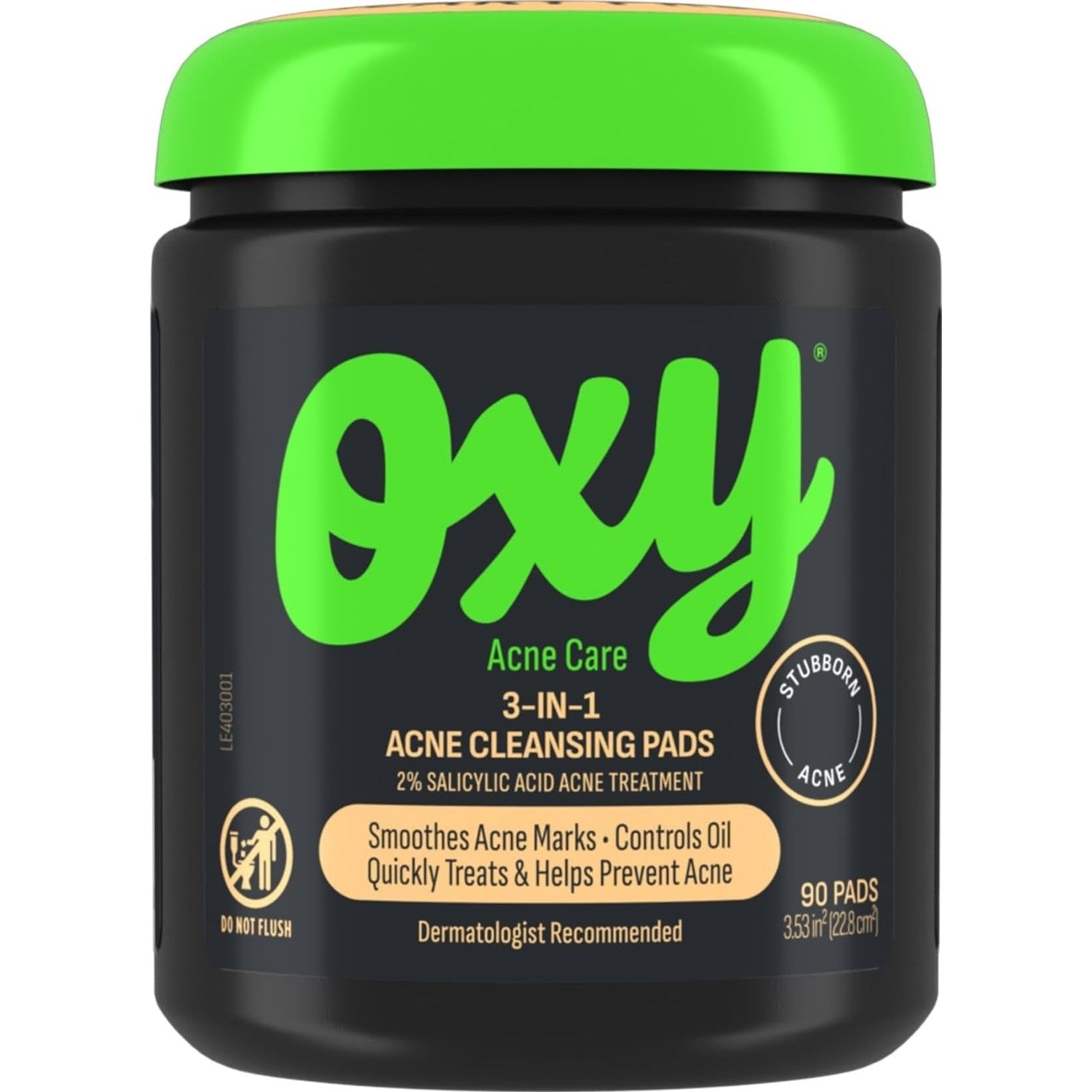 Oxy 3-IN-1 Acne Facial Cleansing Pads, Maximum Strength 2% Salicylic Acid Stubborn Acne Treatment, Controls Oil, Unclogs Pores, Smooths & Brightens Skin, Dermatologist Recommended, 90 Pads