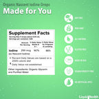 LIQUIDHEALTH USDA Organic Nascent Iodine Liquid Drops, Pure Iodine Supplement for Thyroid & Immune Support, Energy Supplement - Made in USA, Vegan, Colorless, Tasteless Tincture (2 oz)