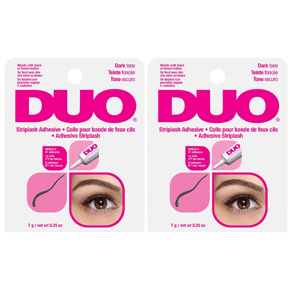 DUO Eyelash Glue, Dark Tone, Lash Adhesive for Strip Lashes, 0.25 oz 2 Pack | Waterproof & Long-Lasting Lash Glue, Secure Hold, Formaldehyde and Latex Free, Made in the USA