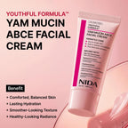 NIDA Youthful Formula™ Yam Mucin ABCE Facial Cream | Wild Yam Root Extract, Retinal, Panthenol, Ethyl Ascorbic Acid, Tocopherol | Hydration, Wrinkles, Dry Skin | 1.86 fl. oz., 55ml