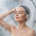 Disposable Shower Caps, 120pcs 20.5Inch Clear Thick Waterproof Plastic Hair Caps, Extra Large Elastic Bath Caps for Women Men, Hair Treatment, Home Spa Hotel Salon Travel Essentials Accessories
