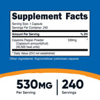 Nutricost Cayenne Pepper (530mg) 240 Capsules, 40,000 Heat Units, GMO-Free | Gluten-Free