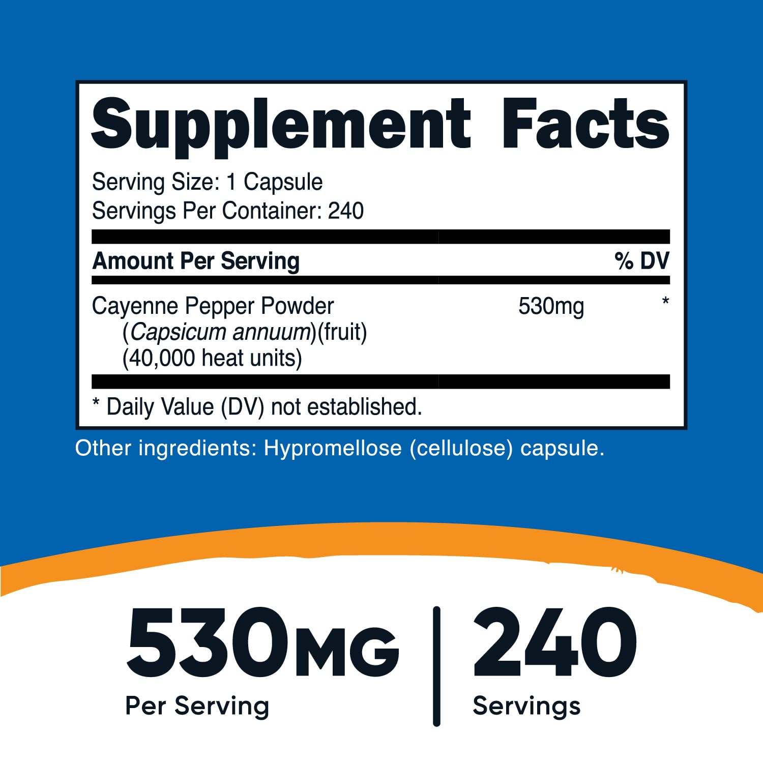 Nutricost Cayenne Pepper (530mg) 240 Capsules, 40,000 Heat Units, GMO-Free | Gluten-Free