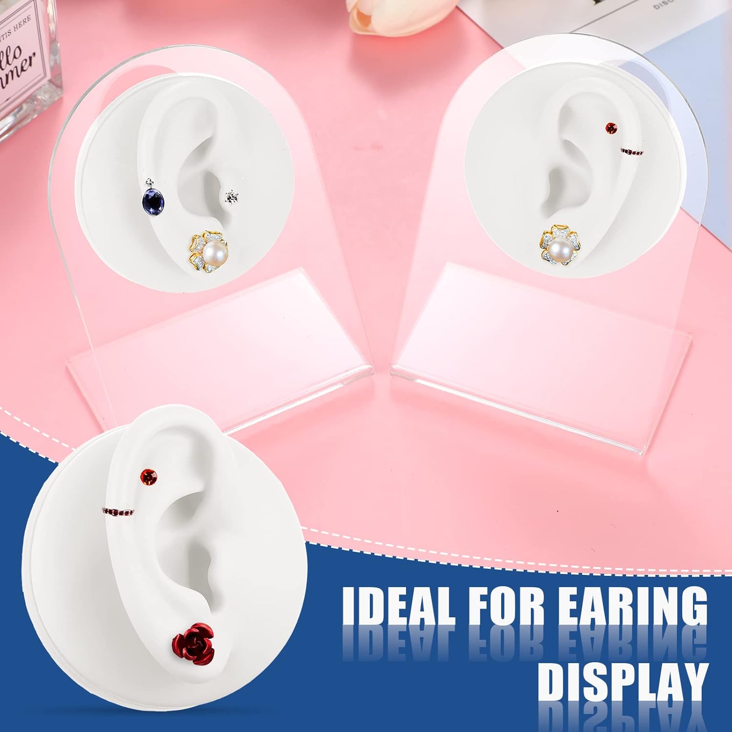 Buy now Cindeer Silicone Ear Model 2-Piece Set â€“ Flexible Reusable Fake Ear Mold with Acrylic Stand | Jewelry Display & Piercing Practice Tool (White) at indiglob india