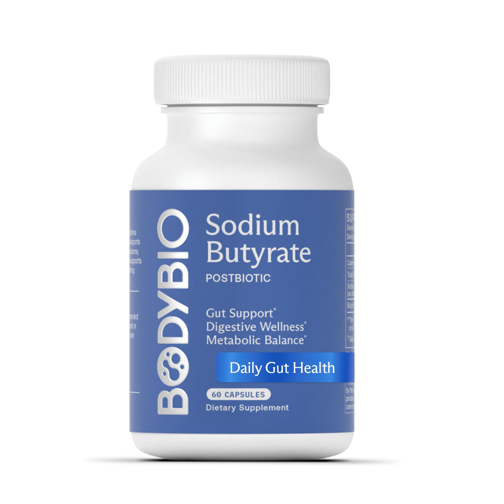 BodyBio Butyrate Sodium- Postbiotic for Gut & Digestive Support | Gut Health, Digestive Support, Bloating, Gas & Constipation Relief, Leaky Gut Repair